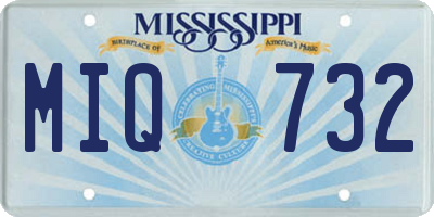 MS license plate MIQ732