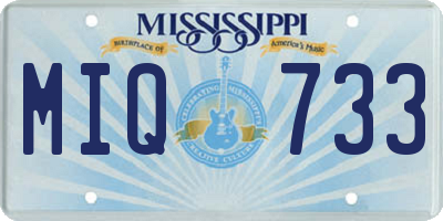 MS license plate MIQ733