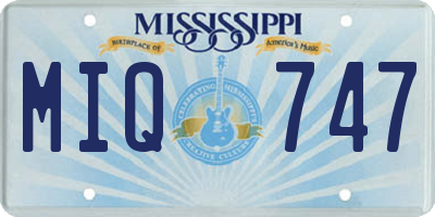 MS license plate MIQ747