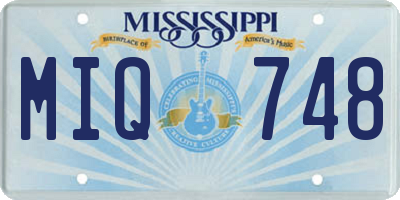 MS license plate MIQ748