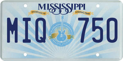 MS license plate MIQ750