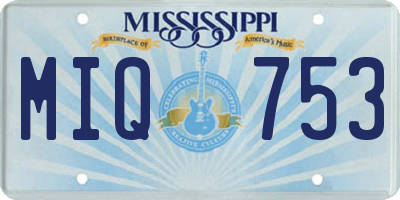 MS license plate MIQ753