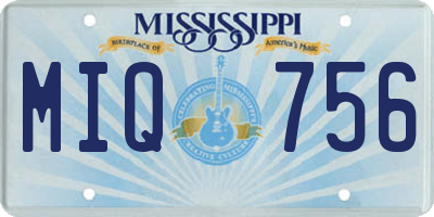 MS license plate MIQ756
