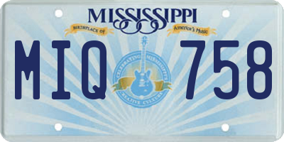 MS license plate MIQ758