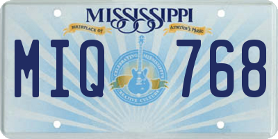 MS license plate MIQ768