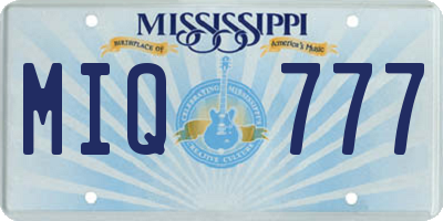 MS license plate MIQ777