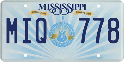 MS license plate MIQ778