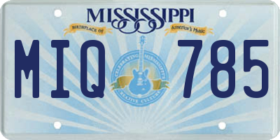 MS license plate MIQ785