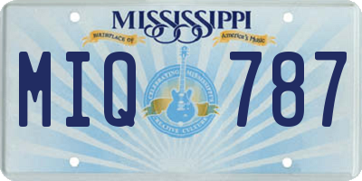 MS license plate MIQ787