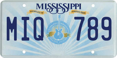 MS license plate MIQ789