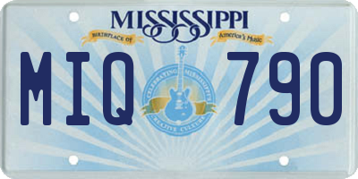 MS license plate MIQ790