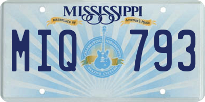 MS license plate MIQ793