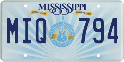 MS license plate MIQ794