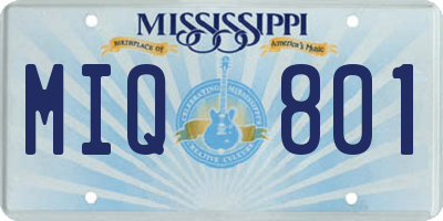 MS license plate MIQ801
