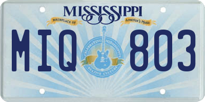 MS license plate MIQ803