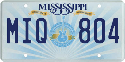 MS license plate MIQ804