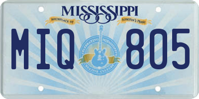 MS license plate MIQ805