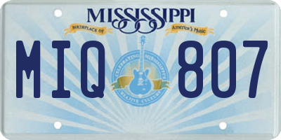 MS license plate MIQ807