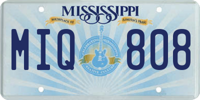 MS license plate MIQ808