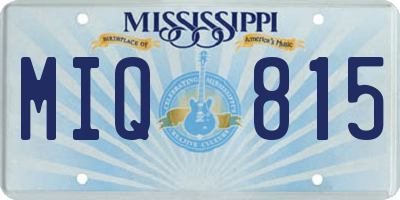 MS license plate MIQ815