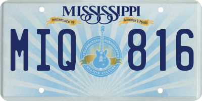 MS license plate MIQ816