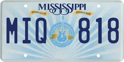 MS license plate MIQ818