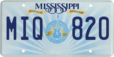 MS license plate MIQ820