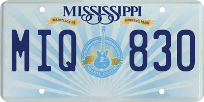 MS license plate MIQ830