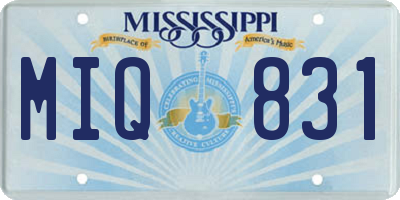 MS license plate MIQ831