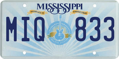MS license plate MIQ833