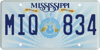 MS license plate MIQ834