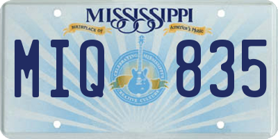 MS license plate MIQ835