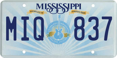 MS license plate MIQ837