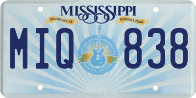 MS license plate MIQ838