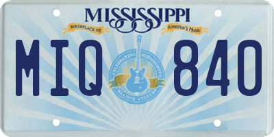 MS license plate MIQ840