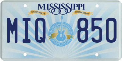 MS license plate MIQ850