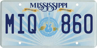 MS license plate MIQ860