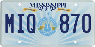 MS license plate MIQ870