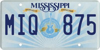 MS license plate MIQ875