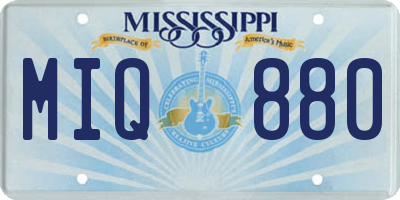 MS license plate MIQ880