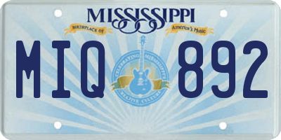 MS license plate MIQ892