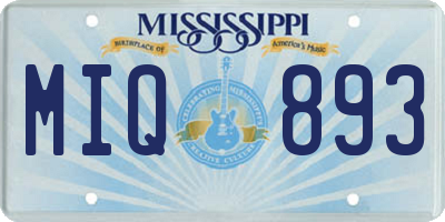MS license plate MIQ893