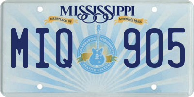 MS license plate MIQ905