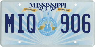 MS license plate MIQ906