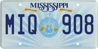 MS license plate MIQ908