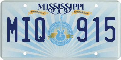 MS license plate MIQ915