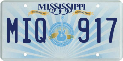 MS license plate MIQ917
