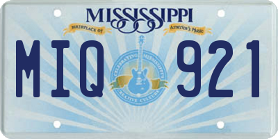 MS license plate MIQ921
