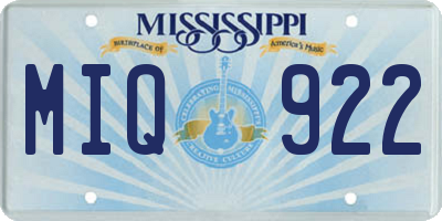 MS license plate MIQ922