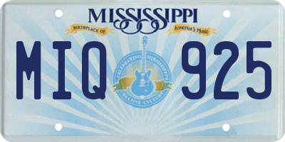 MS license plate MIQ925